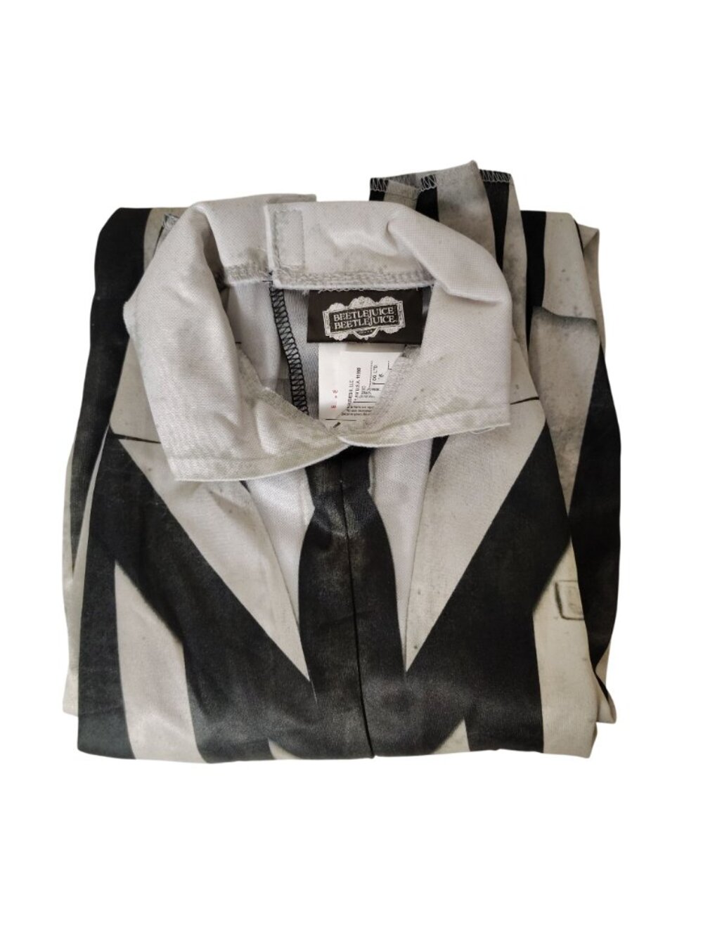 Rubies Boys Size S 6/7 Beetlejuice Costume Jumpsuit Halloween Black Striped New - Picture 4 of 6